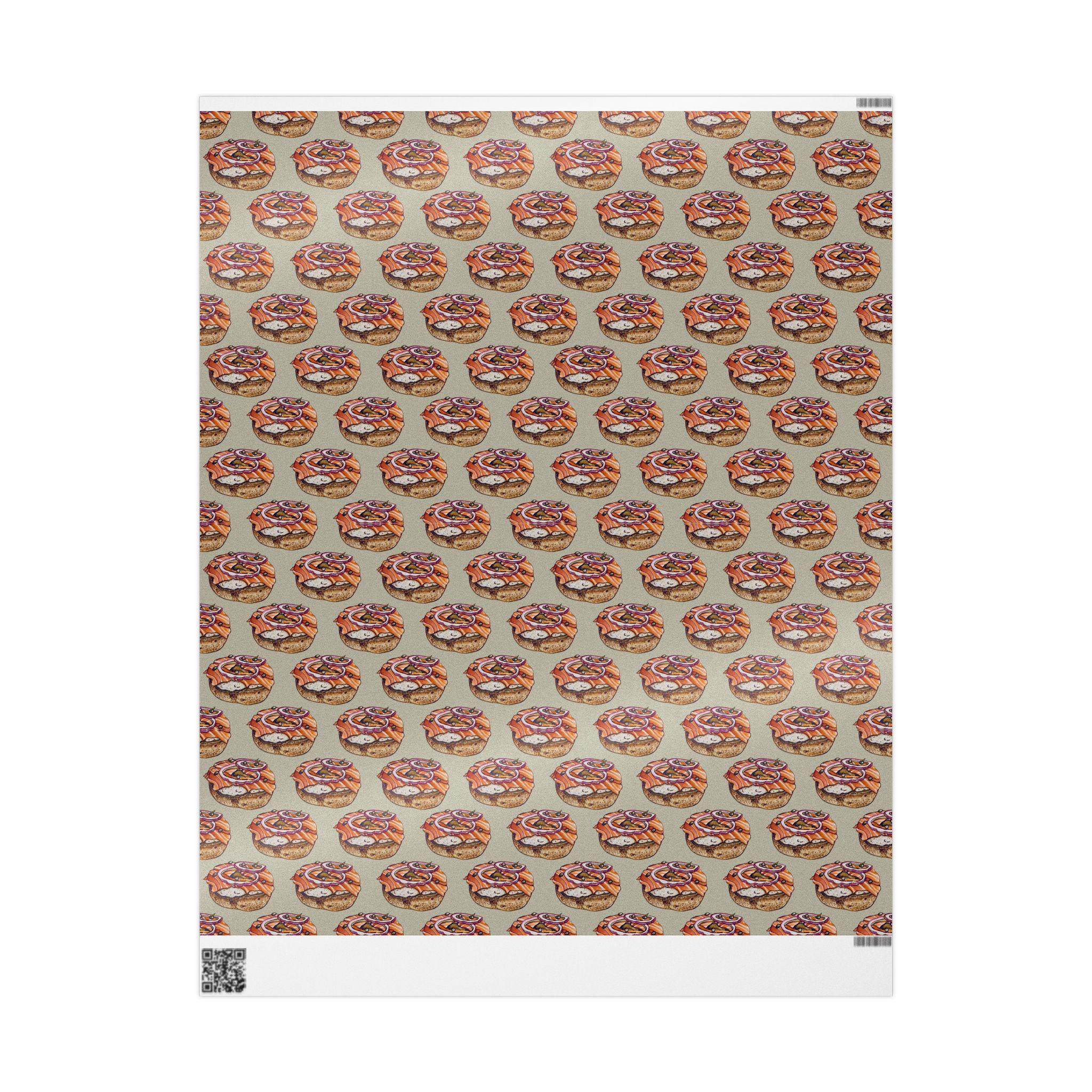 Bagels and Lox Wrapping Paper, Jewish Brunch Gift Wrap