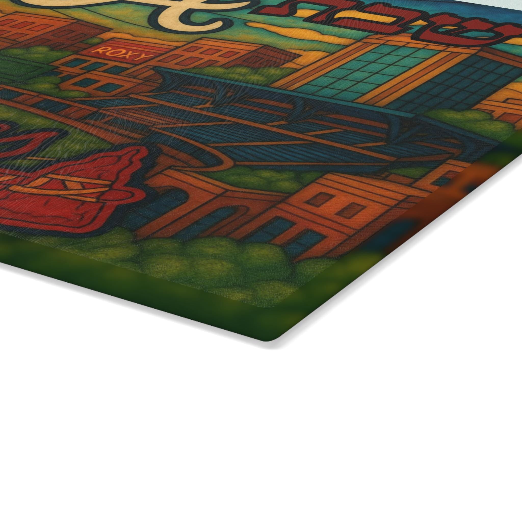 Atlanta Braves Challah Board Stained Glass Shabbat Tray, 15x11 Jewish Baseball Wedding Gift