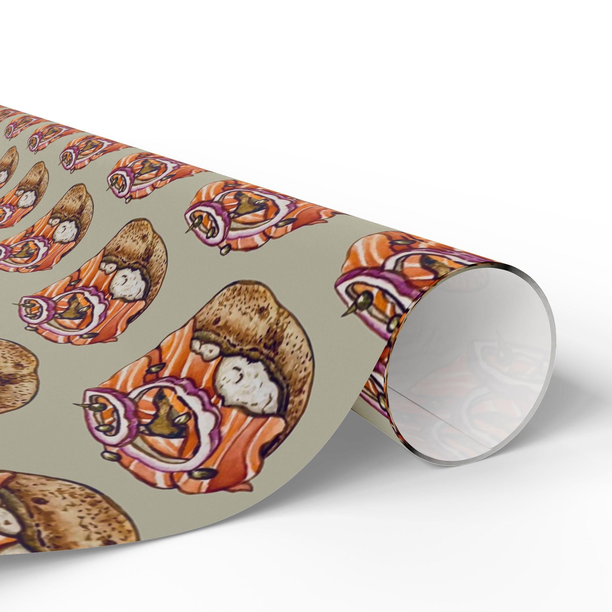 Bagels and Lox Wrapping Paper, Jewish Brunch Gift Wrap