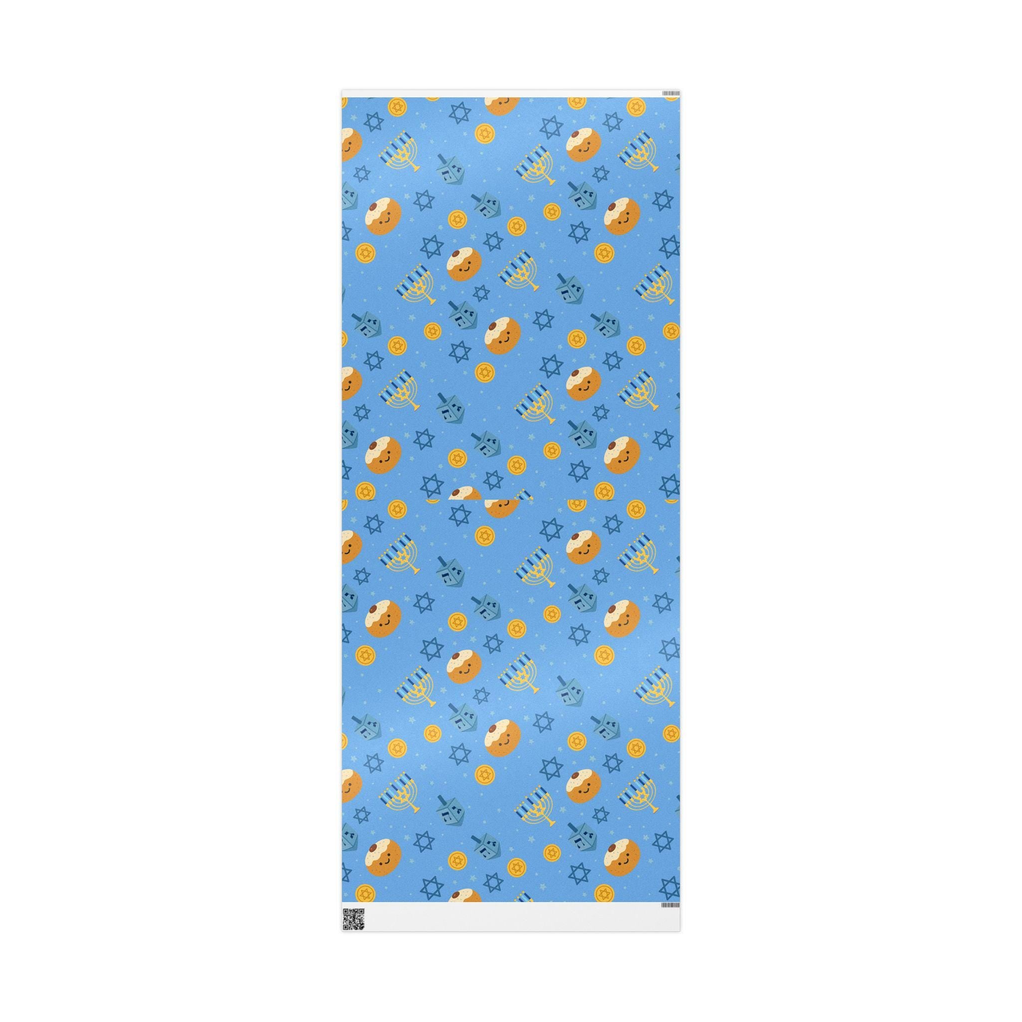 Blue Hanukkah Wrapping Paper, Modern Judaica Gift Wrap, Jewish Holiday Present Packaging