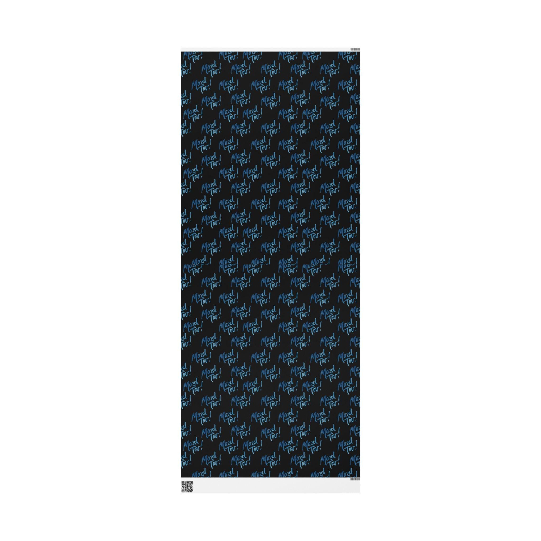 Black Mazel Tov Wrapping Paper, Modern Jewish Simcha Gift Wrap