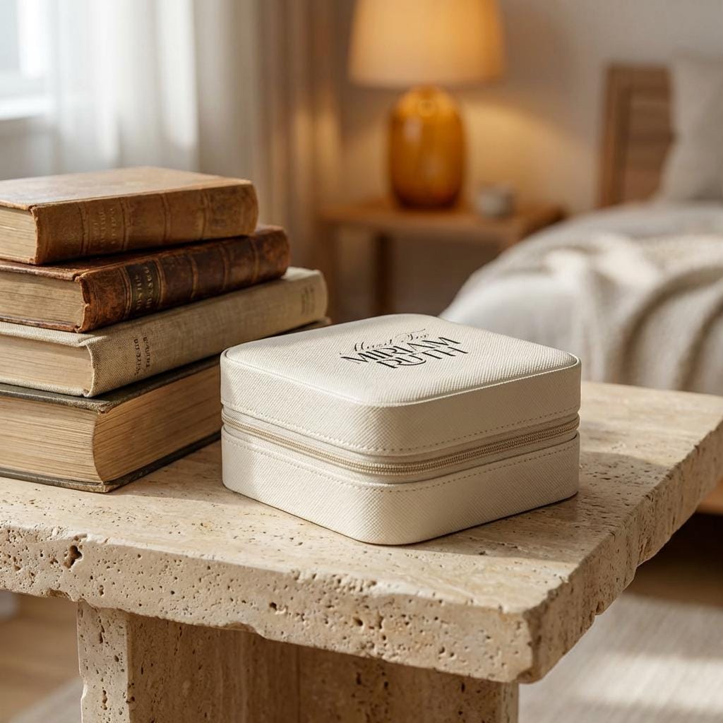 Bat Mitzvah Jewelry Travel Case, Compact Organizer, PU Leather Storage, Gift for Her