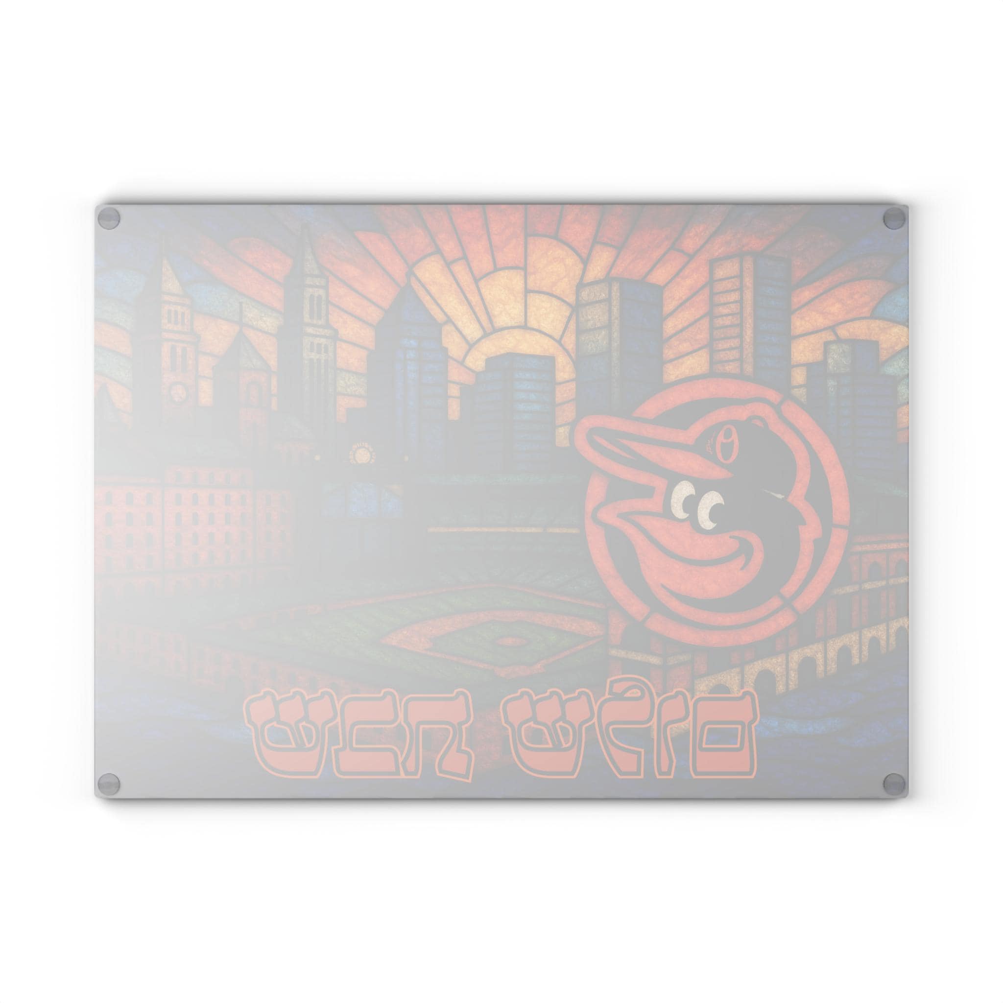 Baltimore Orioles Stained Glass Challah Board, Camden Yards Judaica Tray