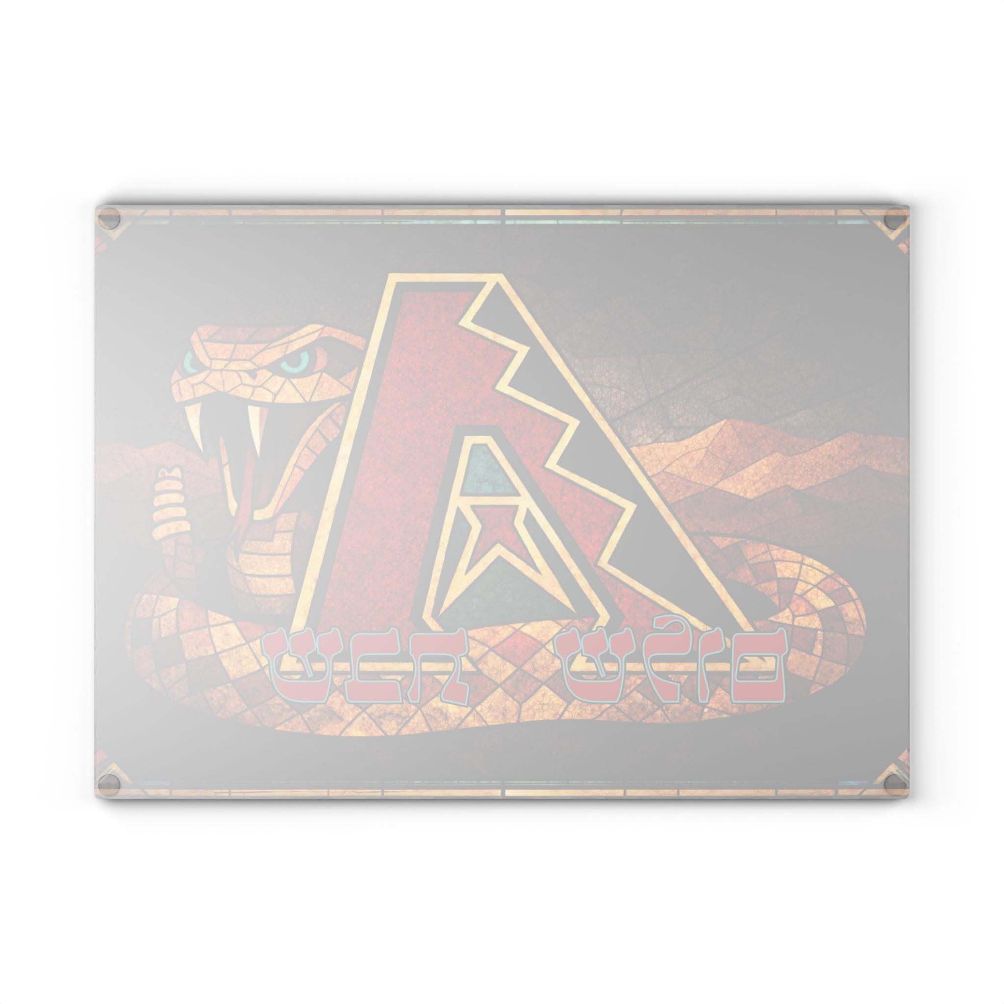 Arizona Diamondbacks Challah Board, 15x11 Tempered Glass Shabbat Cutting Board, Jewish Baseball Fan Gift