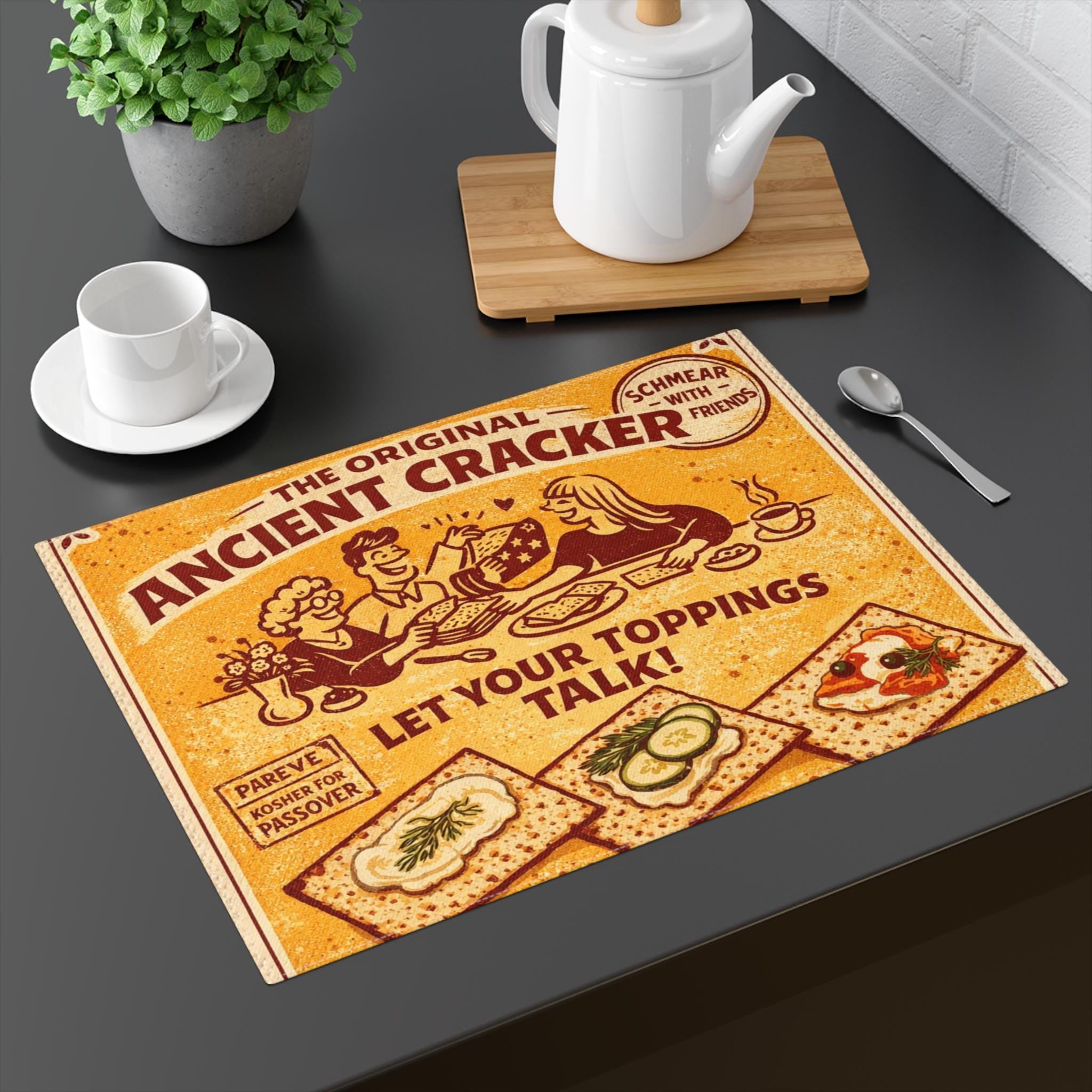 Ancient Cracker Passover Placemat, Funny Seder Table Mat, Pesach Decor